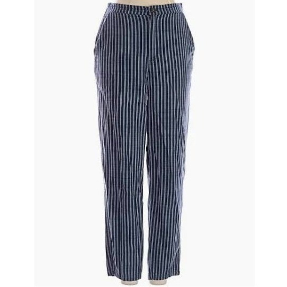 Marine Layer The Tencel Allison Trouser Pant Navy White Stripe Size Small Casual